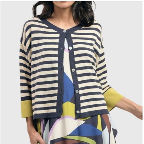 ALEMBIKA Moana Striped Button Down Cardigan Sweater‎ XS - Picture 2 of 10